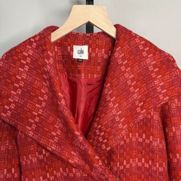 Cabi Scarlet Tweed Sloan Jacket Wool Blend Pink Red Style 3031 Size Small - Picture 2 of 12